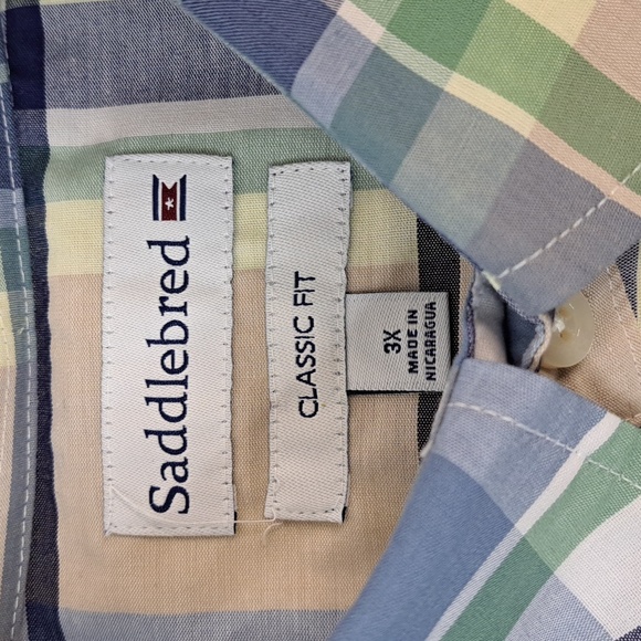 Saddlebred Men's Big & Tall Plaid Button Down Shirt 3X Easy Care - Picture 6 of 8